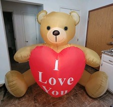 2002 Gemmy 6' Airblown Lighted Inflatable I Love You Heart Teddy Bear picture