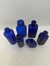Antique Cobalt Blue Glass Poison Bottles 