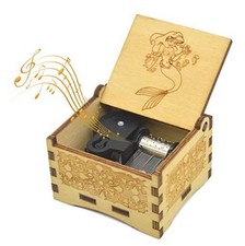 Mermaid Music Box Mechanism, Cute Collection, Antique Carved Musicial Wind-up picture