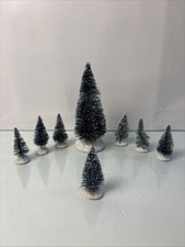 Lemax Miniature Bottle Brush Christmas Trees Set 8 Snow Flocked Village Decor picture