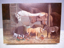 5 VTG Leanin Tree Western Christmas Greeting Cards Hildred Goodwine Horse Stable picture