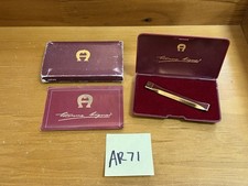 Vintage ETIENNE AIGNER Boxed Maroon Enamel Gold Stick Lighter 50s-60s picture