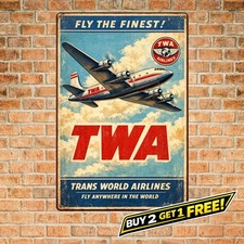 TWA Airlines Retro Aluminum 8x12 Metal Tin Sign Vintage Aviation Wall Art picture