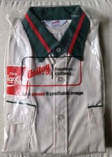 New in Bag Vintage Unitog Coca-Cola Coke Uniform Stripe Button Shirt 15-15 1/2 picture