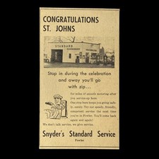 Vintage Snyder's Standard Service Fowler Michigan Gas Station St Johns Ad picture