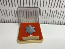 Hallmark PIN Christmas Vintage SNOWFLAKE Cloisonne Silver Holiday Brooch Winter picture