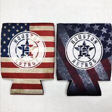 2 Houston Astros Fan Beer Can Cooler Coozie Koozie USA Flag Gift QTY 2 picture