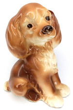 Royal Copley Cocker Spaniel Puppy Ceramic Figurine Made In USA Antique 1940s picture
