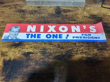 Nixon's The One For President Vintage Bumper Sticker Votes Unlimited Nos Unused picture