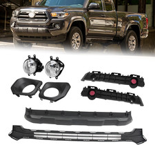 Front Lower Grille & Bumper Valance Lower Skid Plate Panel & Foglights Set & Bra picture
