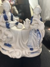  Vintage Porcelain Victorian Courting Couple Tea Table Hanging Wall Pocket Vase picture