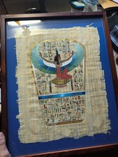 Hand painted Egyptian papyrus artwork depicting the winged goddess Ma’at picture