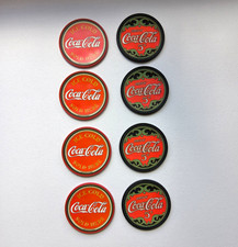 Vintage Coca Cola Plastic Coasters Lot of 8 Red Black Coke Advertising 5 Cent picture
