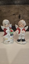 Vintage RARE Artmark Japan December Boy & Girl Angel Salt and Pepper Shakers HTF picture
