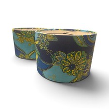 Pair Vintage Mod 1960s Paisley Floral Handmade Custom Lamp Shaded | Blue Green picture