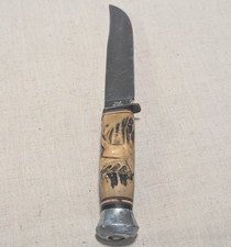 Excellent Vintage PAX Rostfrei Solingen Stag Horn Carbon Steel Carved 8 1/2” picture