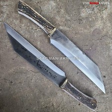 Rare Hand Forged J2 Steel Full Tang Hunting Battle Ready Viking Seax Knife Stag picture