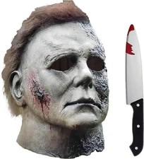 Michael Myers Mask w/Blood Knife 2 pieces Set Scary Horror Cosplay Costume Prop picture