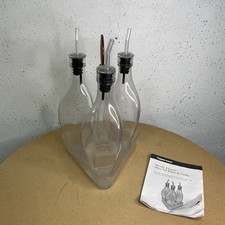 Used Vintage Tupperware Sheerly Elegant Olive Oil Bottles & Caddy-Free Shipping picture
