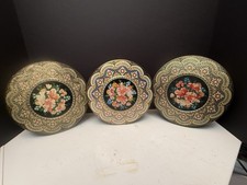 Three Vintage Textured Floral Matching Tins picture
