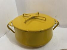 Vintage Dansk Designs France IHQ Kobenstyle Yellow Enamel Pot Dutch Oven 2 Qt picture
