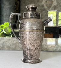 Vintage 1924 Apollo Bernard Rice Silverplate Hammered Cocktail Pitcher w Stopper picture