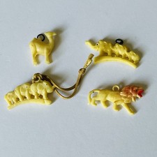 Lot-4 ATQ VTG Cracker Jack Charms Elephants, Camel, Lion Celluloid Early 1900's picture