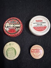 Vintage Advertising Tins Lot Watkins Petro-Carbo Salve Man-Zan Collectible 4 Pc picture