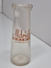 TRPQ Milk Bottle Aldrich Dairy Farm Norwich NY CHENANGO COUNTY 1950  picture
