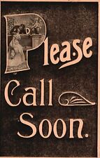Vintage Postcard 1908 Lovers Couple On Counter Please Call Me Soon Romance picture