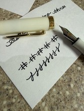 Conklin Mark Twain Signature Fountain Pen LE White Ivory w Gold Trim 38/1000 picture