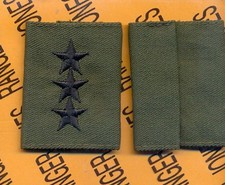 US ARMY Lieutenant General LTG 0-9 OD Green & Black slip on rank patch  picture