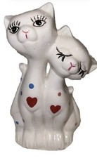 Vintage fun  Two Cat Figurine Hearts And Polkadots Long Neck Japan porcelain picture