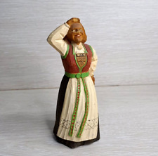 Wooden Doll Carvings Figurine Vintage Woman Hand Painted Wood Art Dolls Women picture
