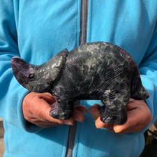 2.9 LB Natural Fluorite Quartz Crystal - Hand Carved Rhinoceros picture