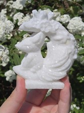 Gorgeous White Jade Nine Tail Fox On Moon Crystal Nine Tail Fox Crystal picture