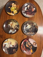 Set-6 Knowles Norman Rockwell Plates Numbered Signed COA Gold Trim Collectible picture