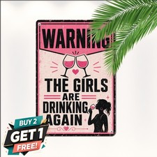 Funny Girls Night Drinking Metal Sign Retro Cocktail Lounge Tin Wall Plaque picture