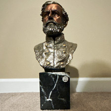 General Robert E Lee Bust Sculpture Black Marble Base Signed J. Barnum picture