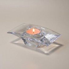 Nambé Crystal Votive Candle Holder Modern Geometric Glass Tealight Home Decor picture