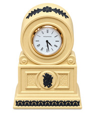 Wedgwood Jasperware Mantel Clock Cane Yellow Black Neoclassical Quartz 4.7