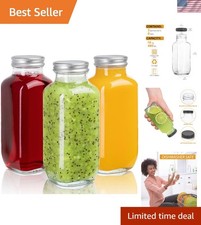 Versatile 16 Oz Glass Drink Containers - 3 Pack with Leak-Proof Lids for Juicing picture