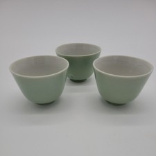 VINTAGE 3 Chinese Celadon Glaze Tea Cups  picture