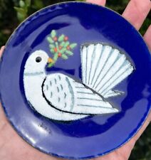 Vintage MCM Annemarie Davidson Enamel Copper Plate California Peace Dove 4inches picture
