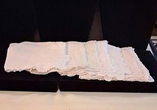 6 Vintage White Lace Trim Handkerchiefs Lot Collectible Textile Set picture