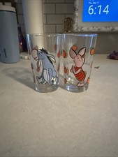 Vintage Anchor Hocking Disney character glasses featuring Piglet & Eeyore picture