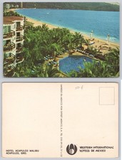 Vintage Acapulco Malibu Hotel Postcard Mexico Beach Resort Chrome Era picture