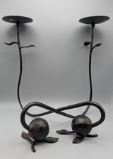 Vintage Brutalist Style Wrought Iron Sculptural  Candle Holders Pair Philippines picture