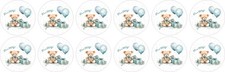 StickerTalk It's a Boy Teddy Bear Vinyl Stickers Sheet of 12, 1.5 Inch Circles picture