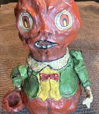 “Poliwoggs” American Folk Art Primitive PumpkinHead W His Trick-or-treat Pumpkin picture